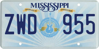 MS license plate ZWD955