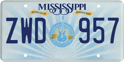 MS license plate ZWD957