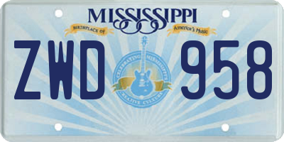 MS license plate ZWD958