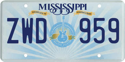 MS license plate ZWD959
