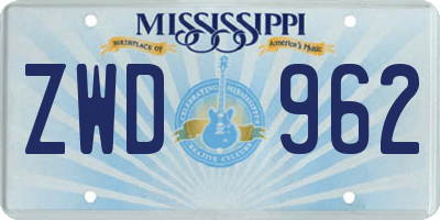 MS license plate ZWD962