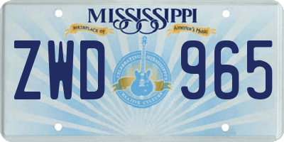MS license plate ZWD965