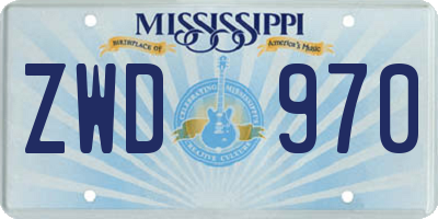 MS license plate ZWD970
