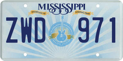 MS license plate ZWD971