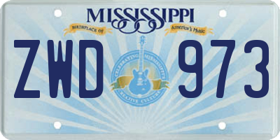 MS license plate ZWD973