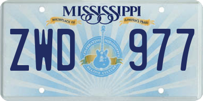 MS license plate ZWD977