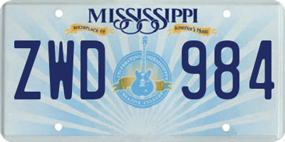 MS license plate ZWD984