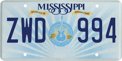 MS license plate ZWD994