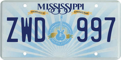 MS license plate ZWD997