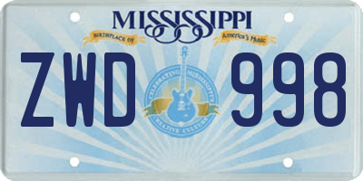 MS license plate ZWD998