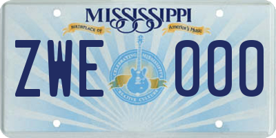 MS license plate ZWE000