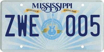 MS license plate ZWE005