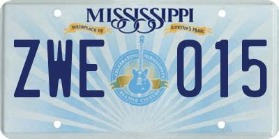 MS license plate ZWE015