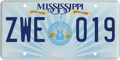 MS license plate ZWE019