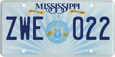 MS license plate ZWE022