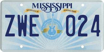 MS license plate ZWE024