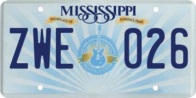 MS license plate ZWE026
