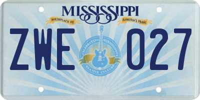 MS license plate ZWE027