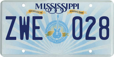 MS license plate ZWE028