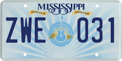 MS license plate ZWE031