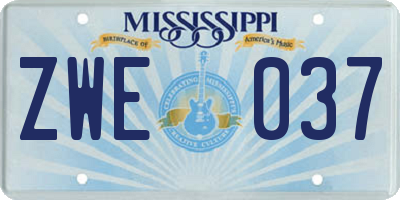 MS license plate ZWE037