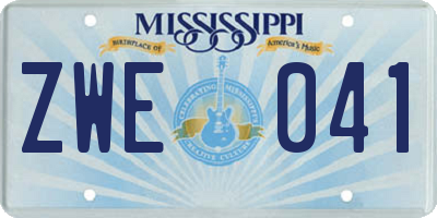 MS license plate ZWE041