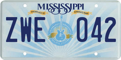 MS license plate ZWE042