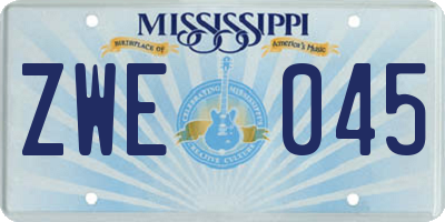 MS license plate ZWE045