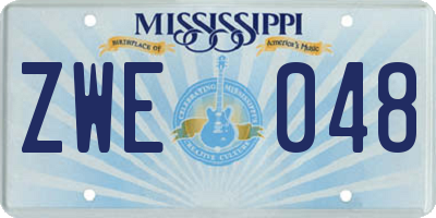 MS license plate ZWE048