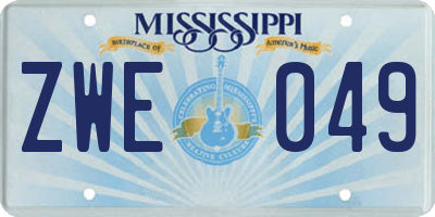 MS license plate ZWE049