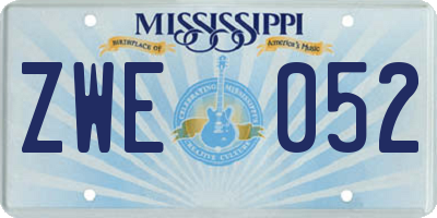 MS license plate ZWE052
