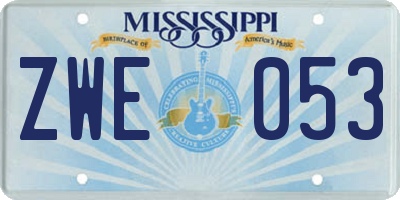 MS license plate ZWE053