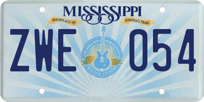 MS license plate ZWE054