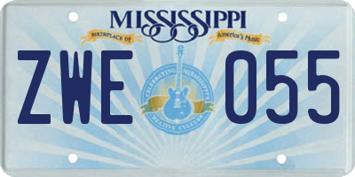 MS license plate ZWE055
