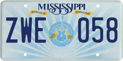 MS license plate ZWE058