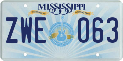 MS license plate ZWE063