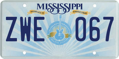 MS license plate ZWE067