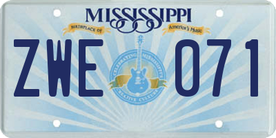 MS license plate ZWE071
