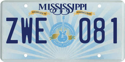 MS license plate ZWE081