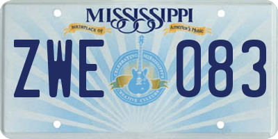 MS license plate ZWE083