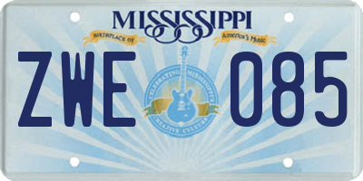 MS license plate ZWE085
