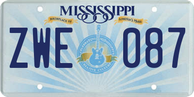 MS license plate ZWE087