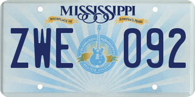 MS license plate ZWE092