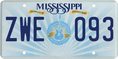 MS license plate ZWE093