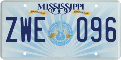 MS license plate ZWE096