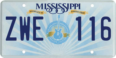 MS license plate ZWE116
