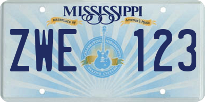 MS license plate ZWE123