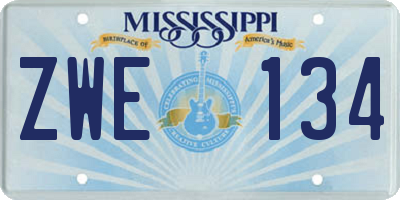MS license plate ZWE134