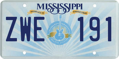 MS license plate ZWE191