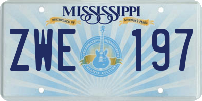 MS license plate ZWE197